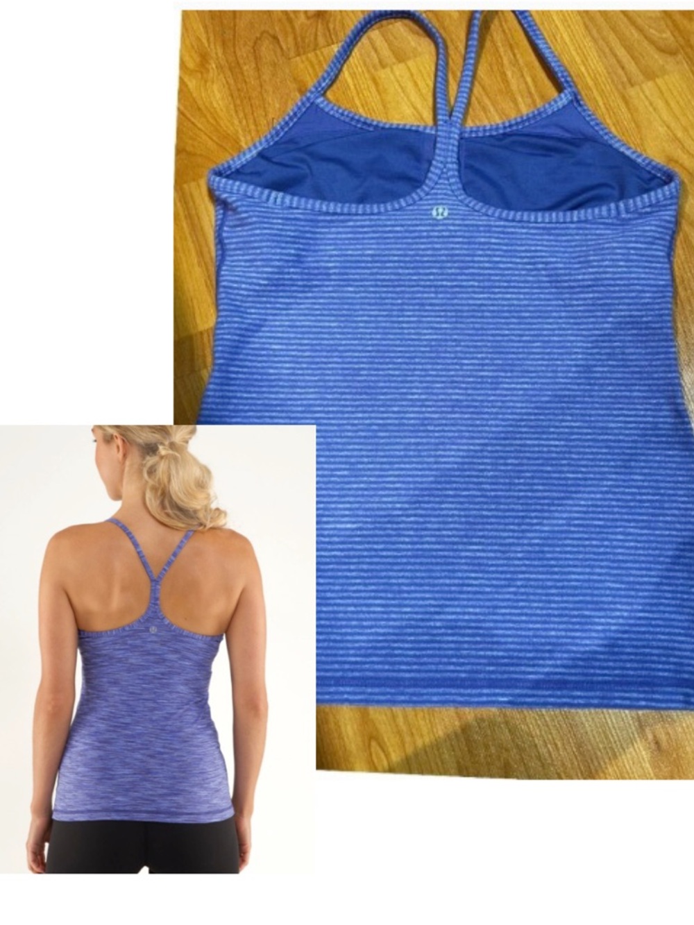NWOT Lululemon Power Y Tank in Purple Strips (Size 8)